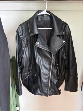 Black Faux Leather Moto Jacket